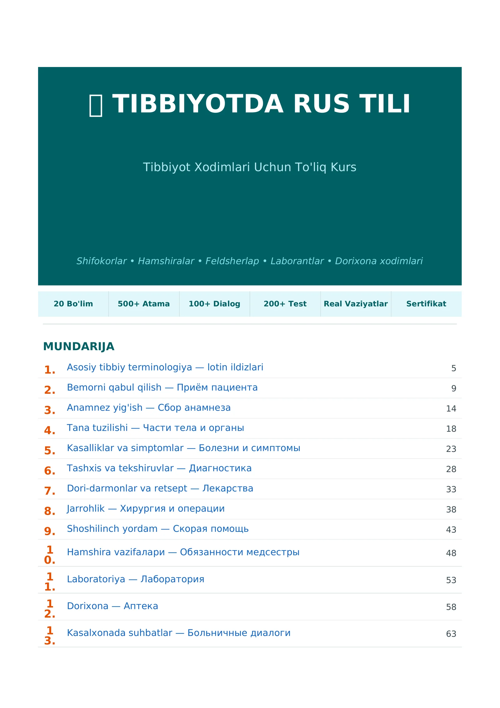 Tibbiyotda Rus Tili