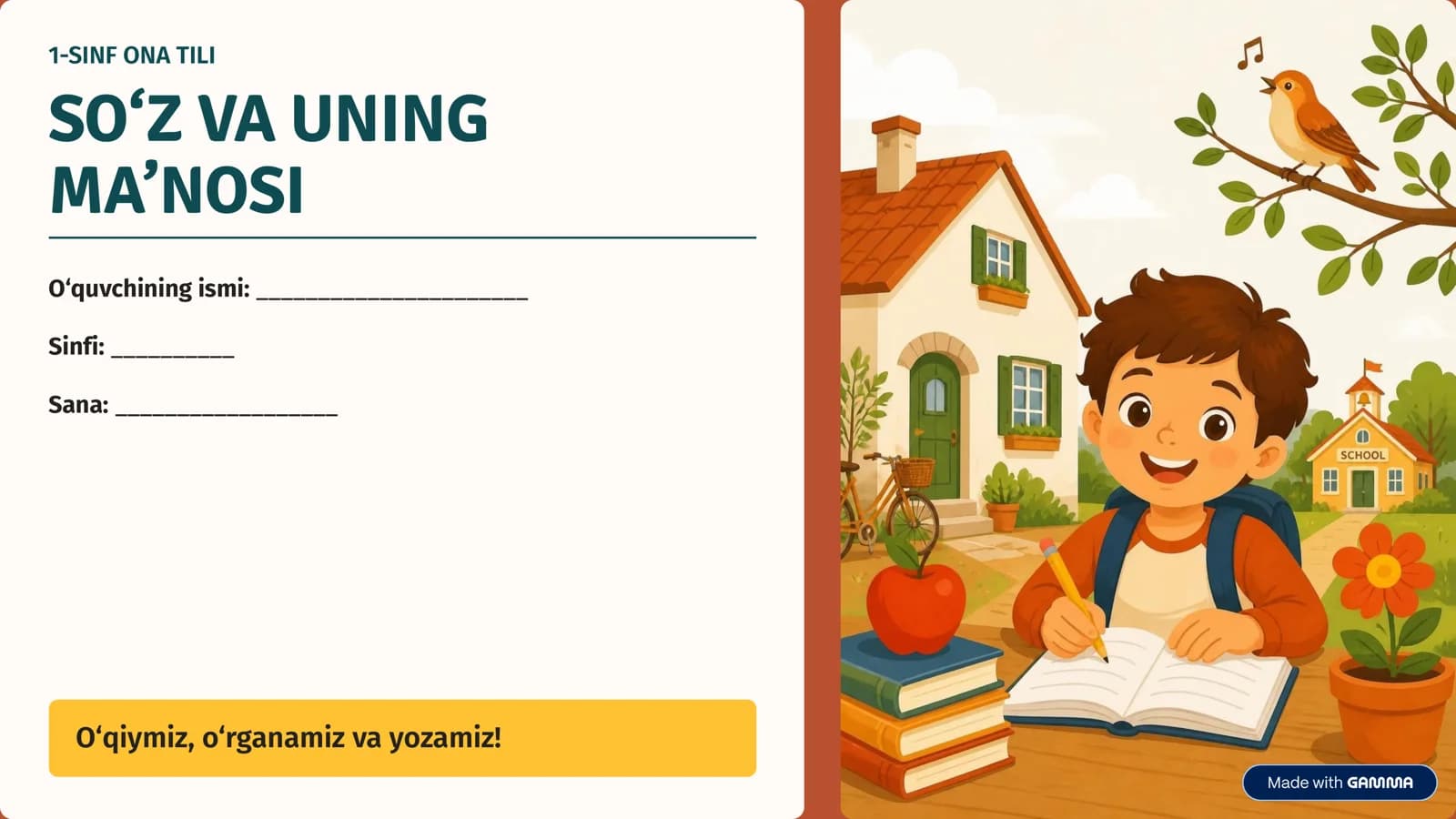 1-SINF ONA TILI soʻz va uning maʼnosi