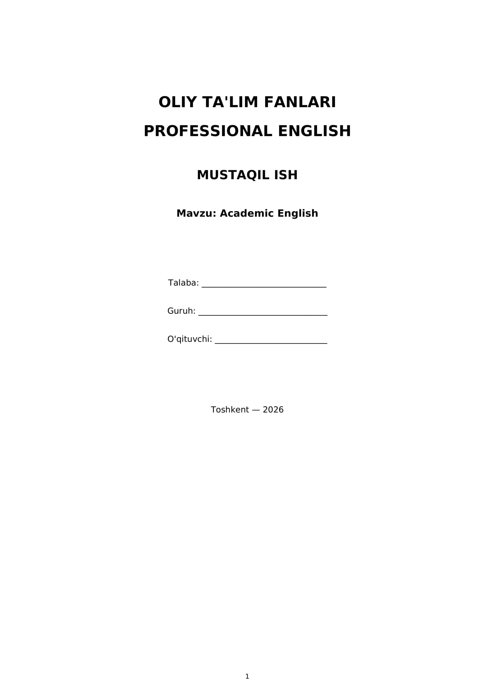 PROFESIONAL INGLIZ TILI