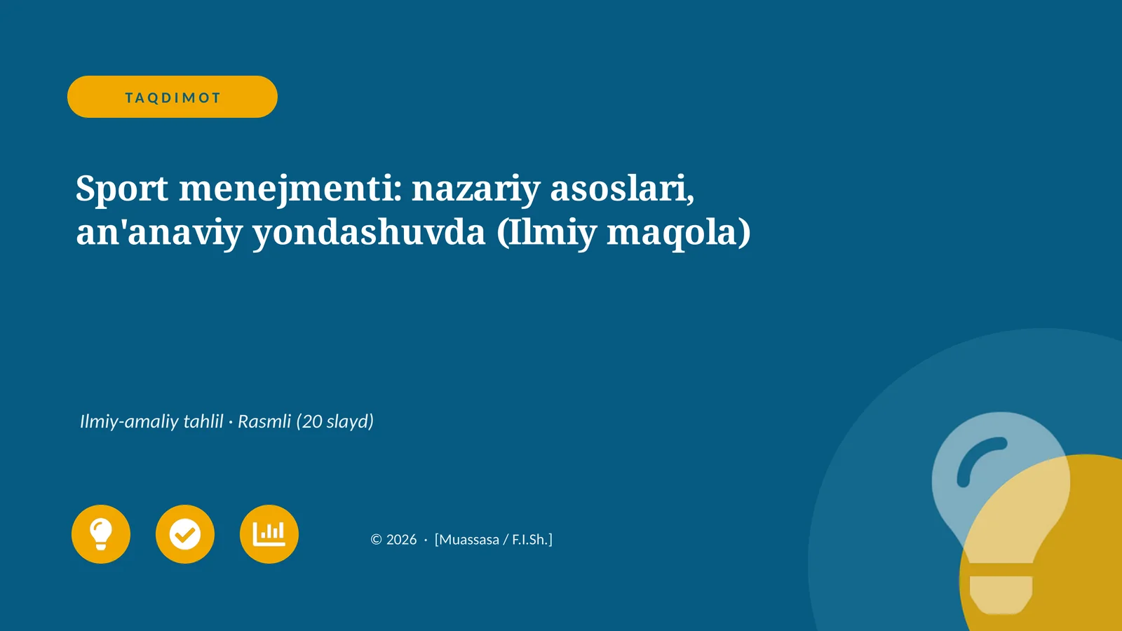 Sport menejmenti: nazariy asoslari, an'anaviy yondashuvda (Ilmiy maqola)
