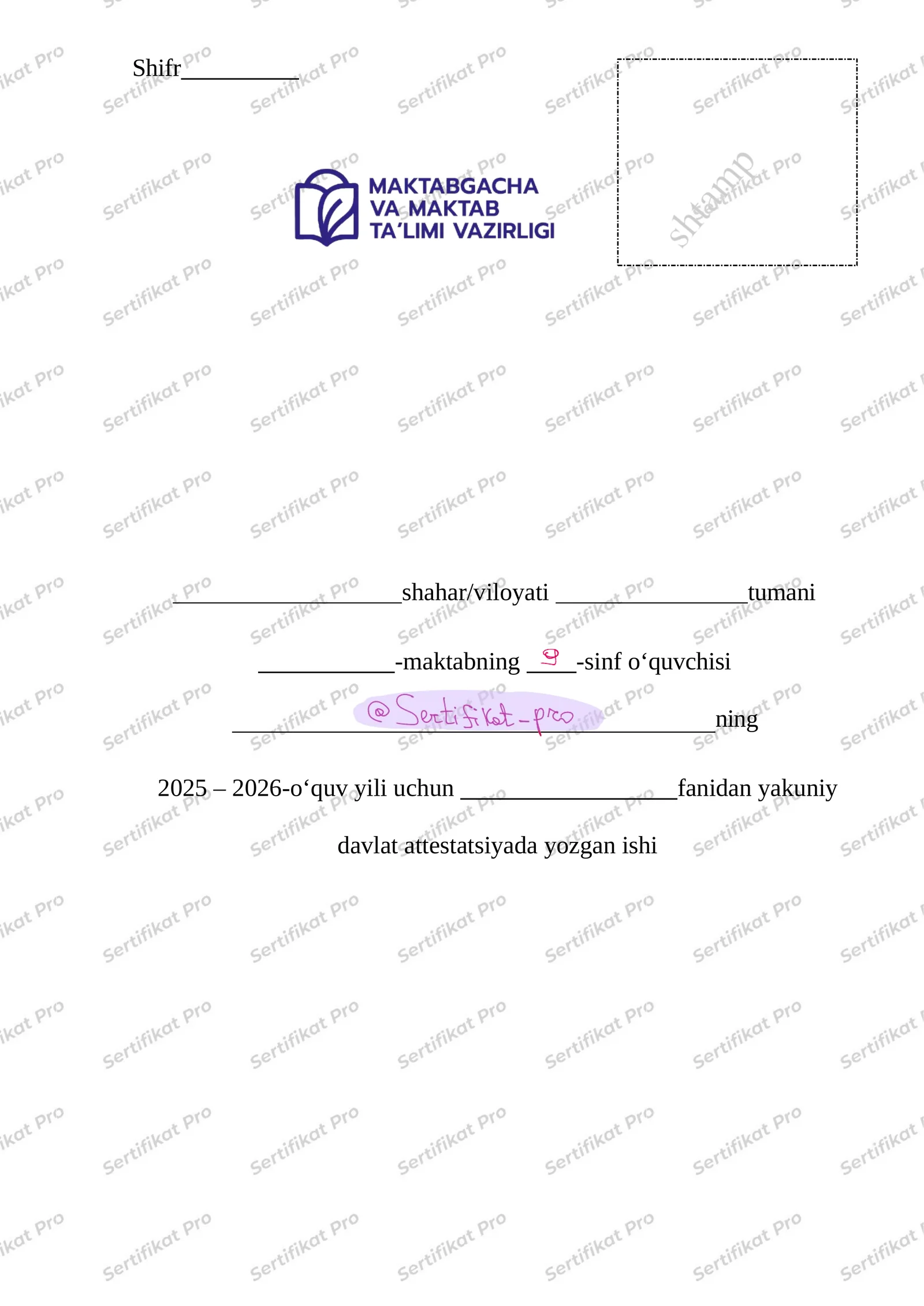 9-Sinf 10-variant orginal matematika imtihon javoblari