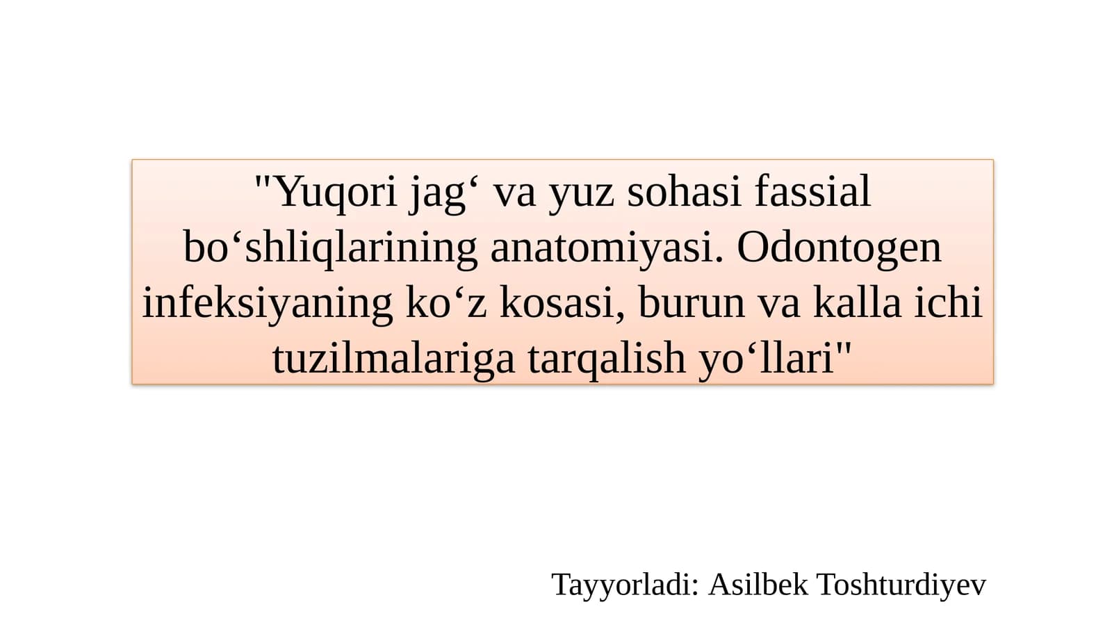 Yuqorijag‘vayuz sohasi fassial bo‘shliqlarining anatomiyasi