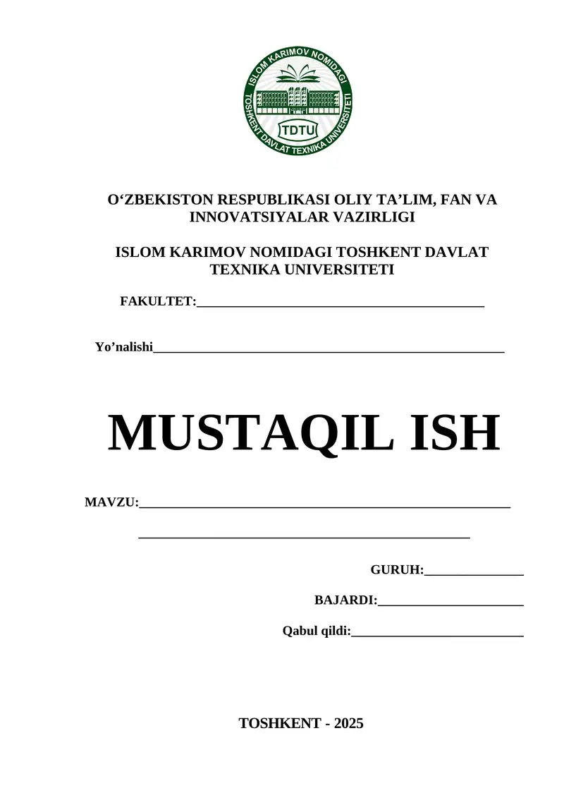 MUSTAQIL ISH TITUL BETI