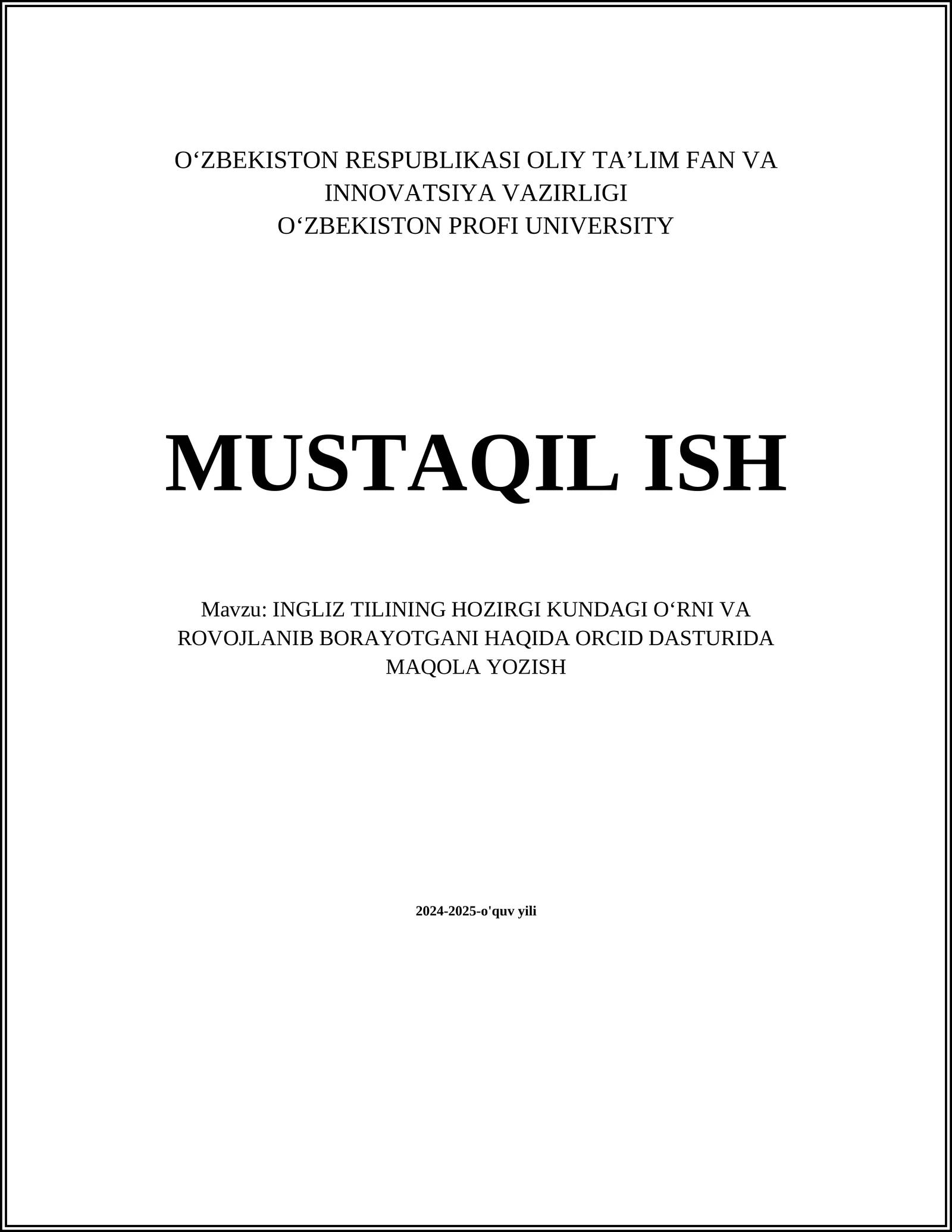 INGLIZ TILINI HAQIQATI