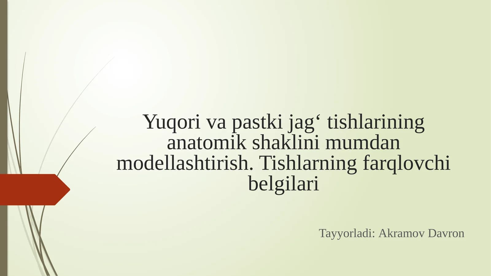 Yuqori va pastkijag‘tishlarining anatomik shaklini muddatli modellashtirish