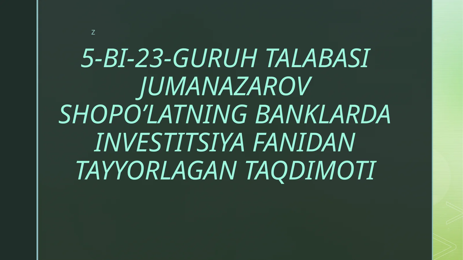 Iqtisodiyotning rivojlanishida xorijiy investorlarning roli