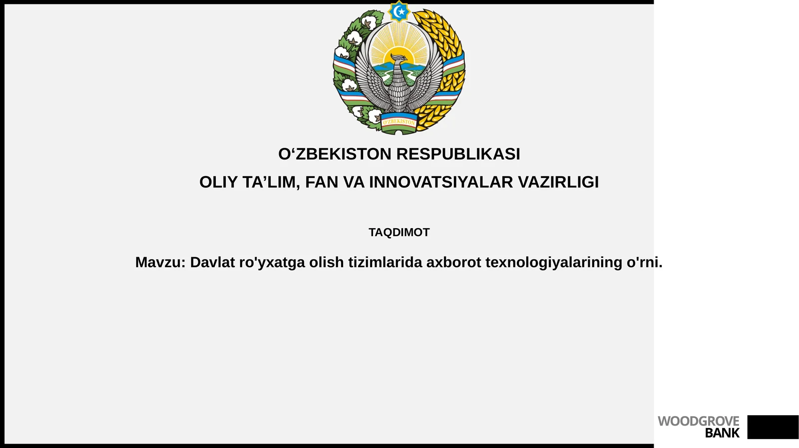 Davlat ro'yxatga olish tizimlarida axborot texnologiyalarining o'rni