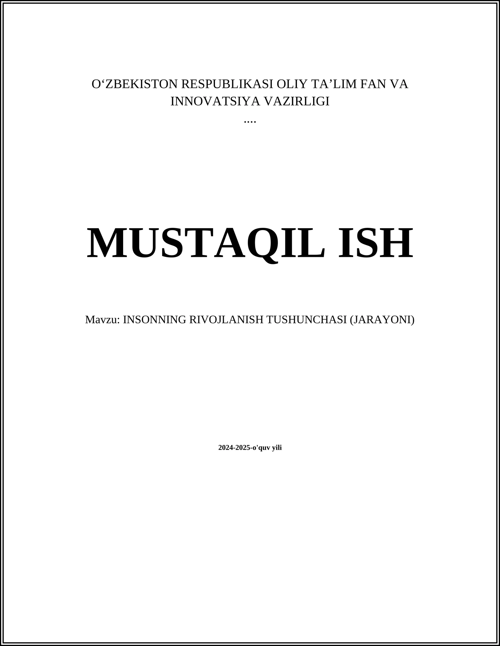 INSONNING RIVOJLANISH TUSHUNCHASI (JARAYONI)