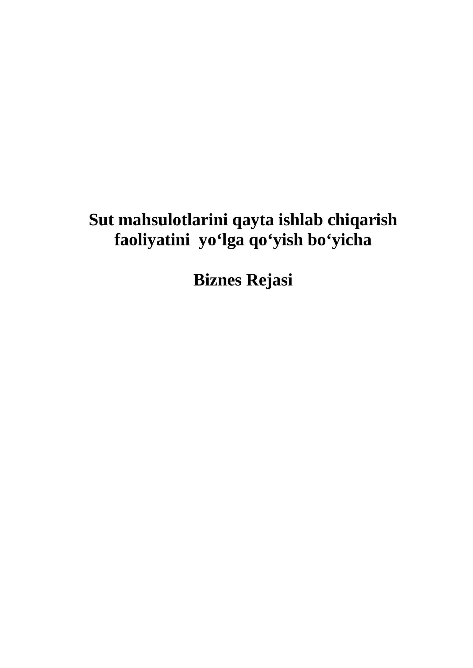 sut maxsulotlari haqida biznes reja