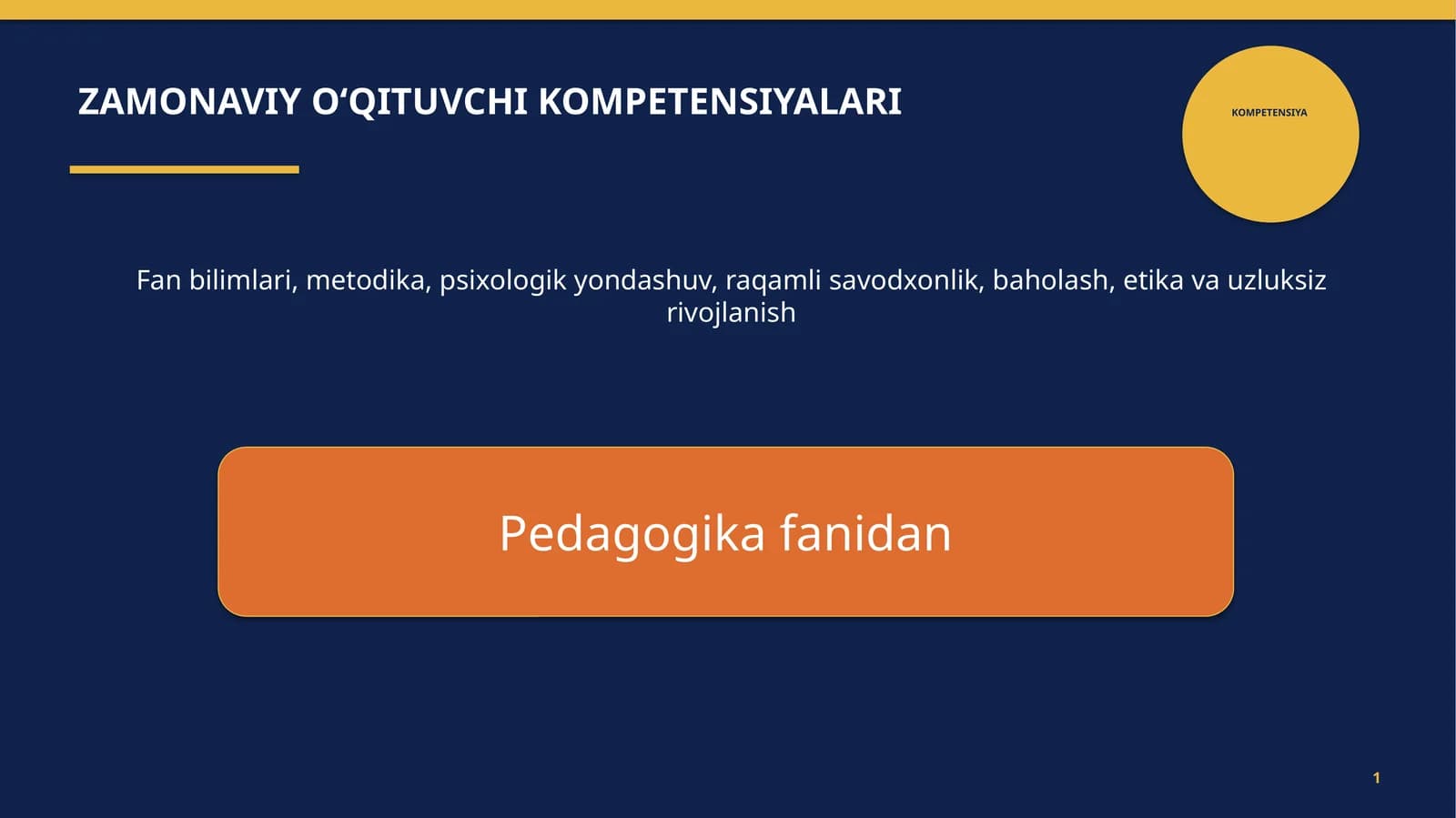 Zamonaviy O‘qituvchi Kompetensiyalari