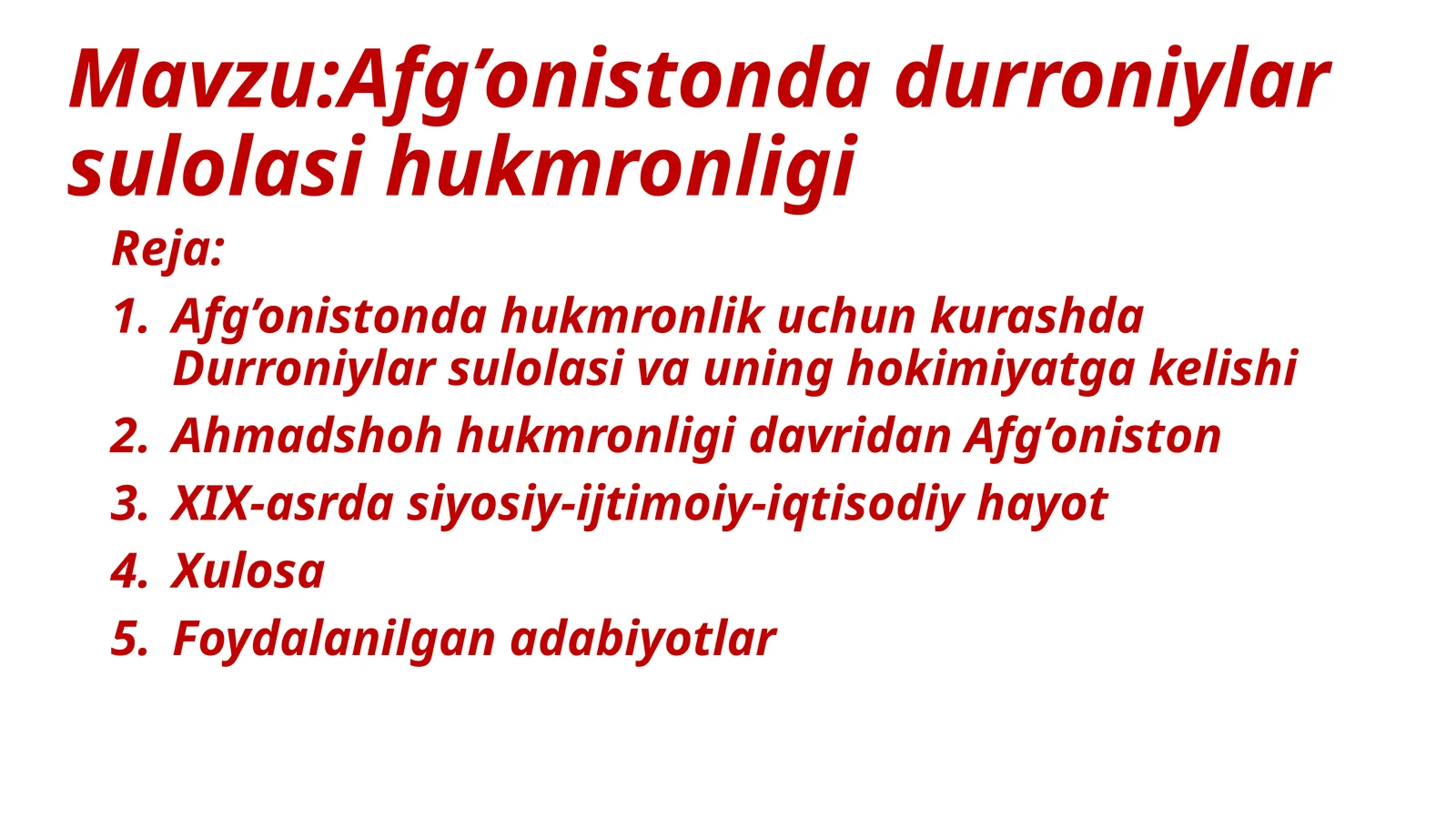 Afg’onistonda durroniylar sulolasi  hukmronligi