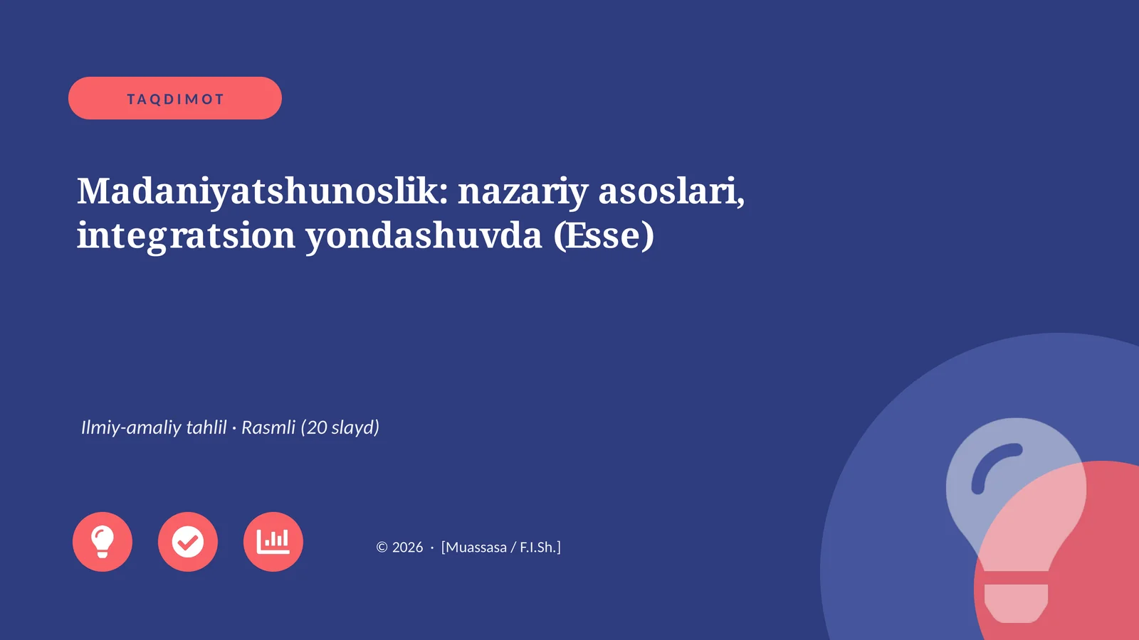 Madaniyatshunoslik: nazariy asoslari, integratsion yondashuvda (Esse)