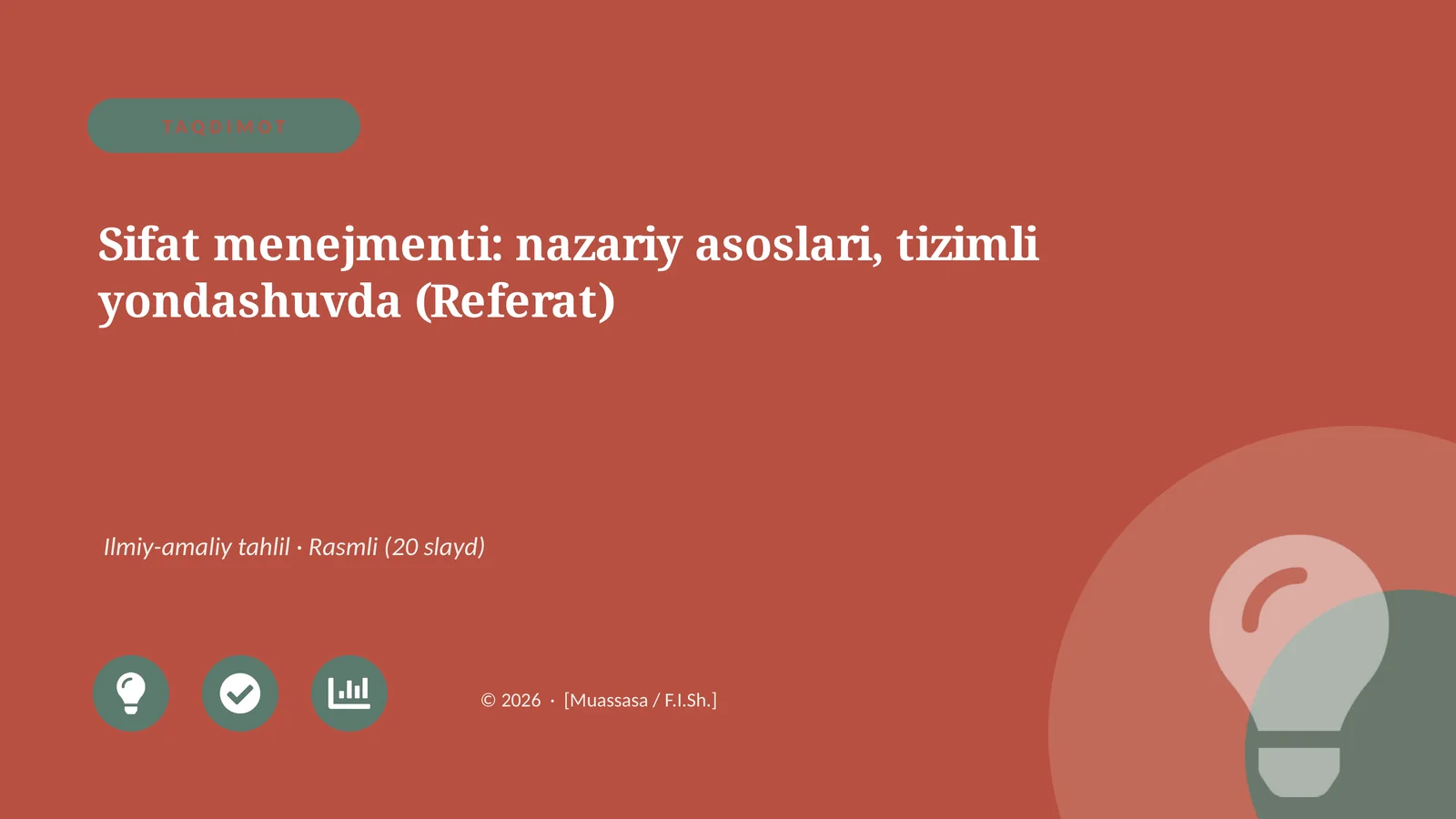 Sifat menejmenti: nazariy asoslari, tizimli yondashuvda (Referat)
