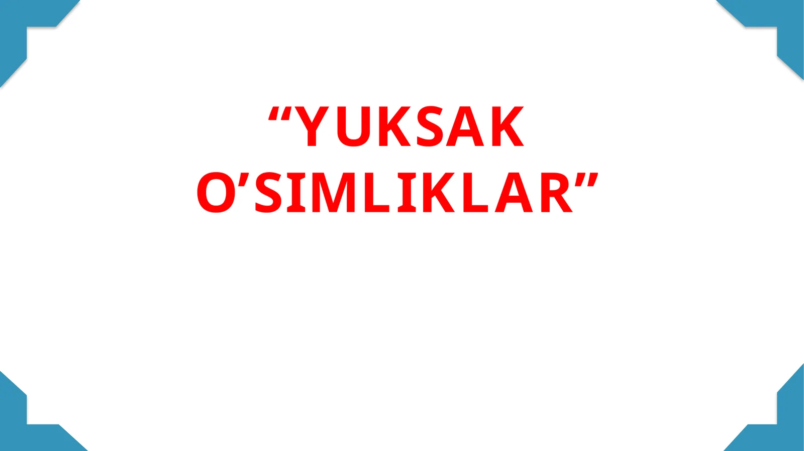 YUKSAK O’SIMLIKLAR