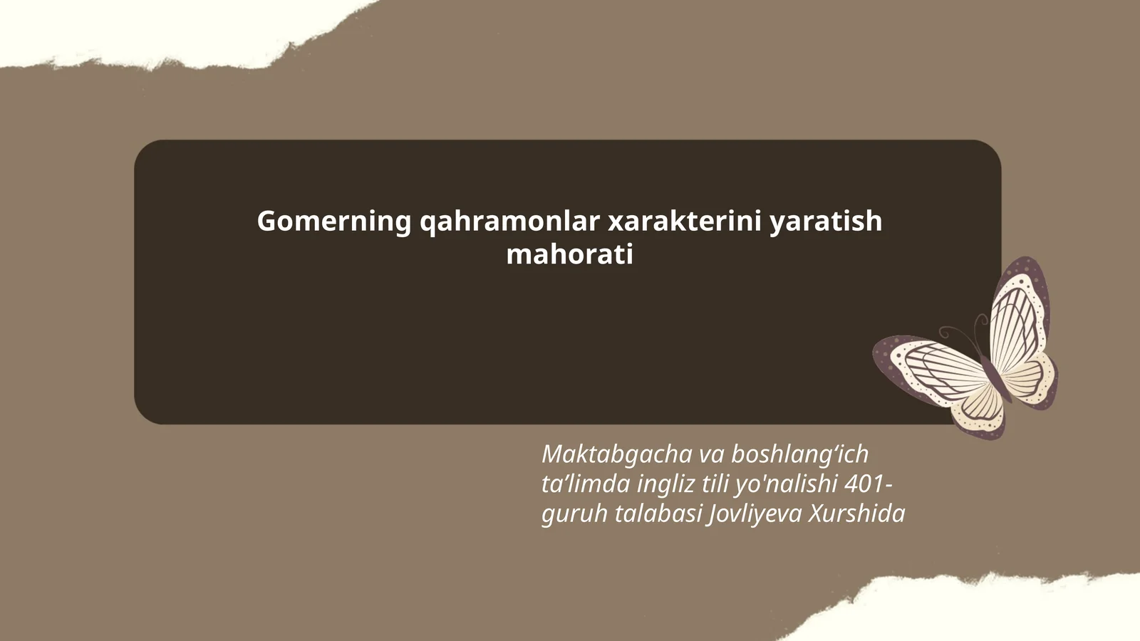 Gomerning qahramonlar xarakterini yaratish mahorati