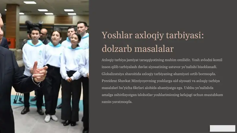 Yoshlar axloqiy tarbiyasi: dolzarb masalalar