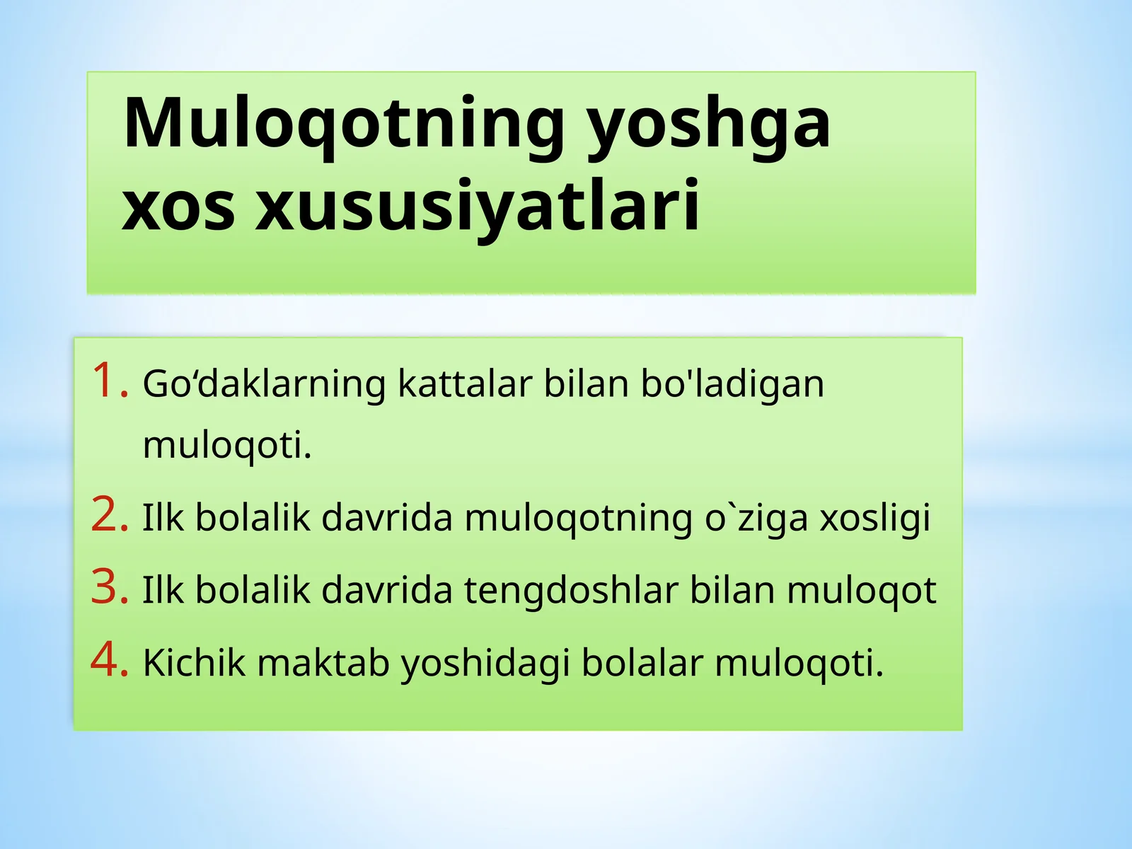Go‘daklarning kattalar bilan bo'ladigan muloqoti